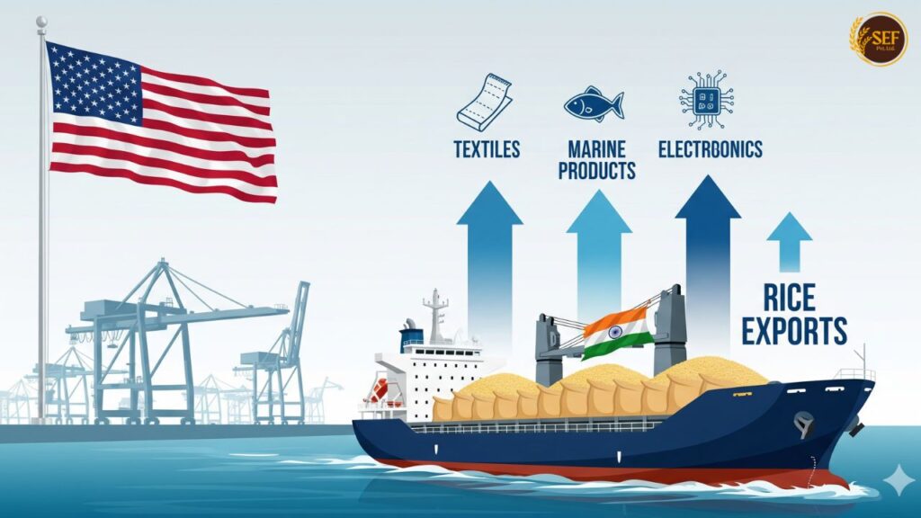India faces U.S. tariffs on exports, rice shipments seen as key relief for trade losses.