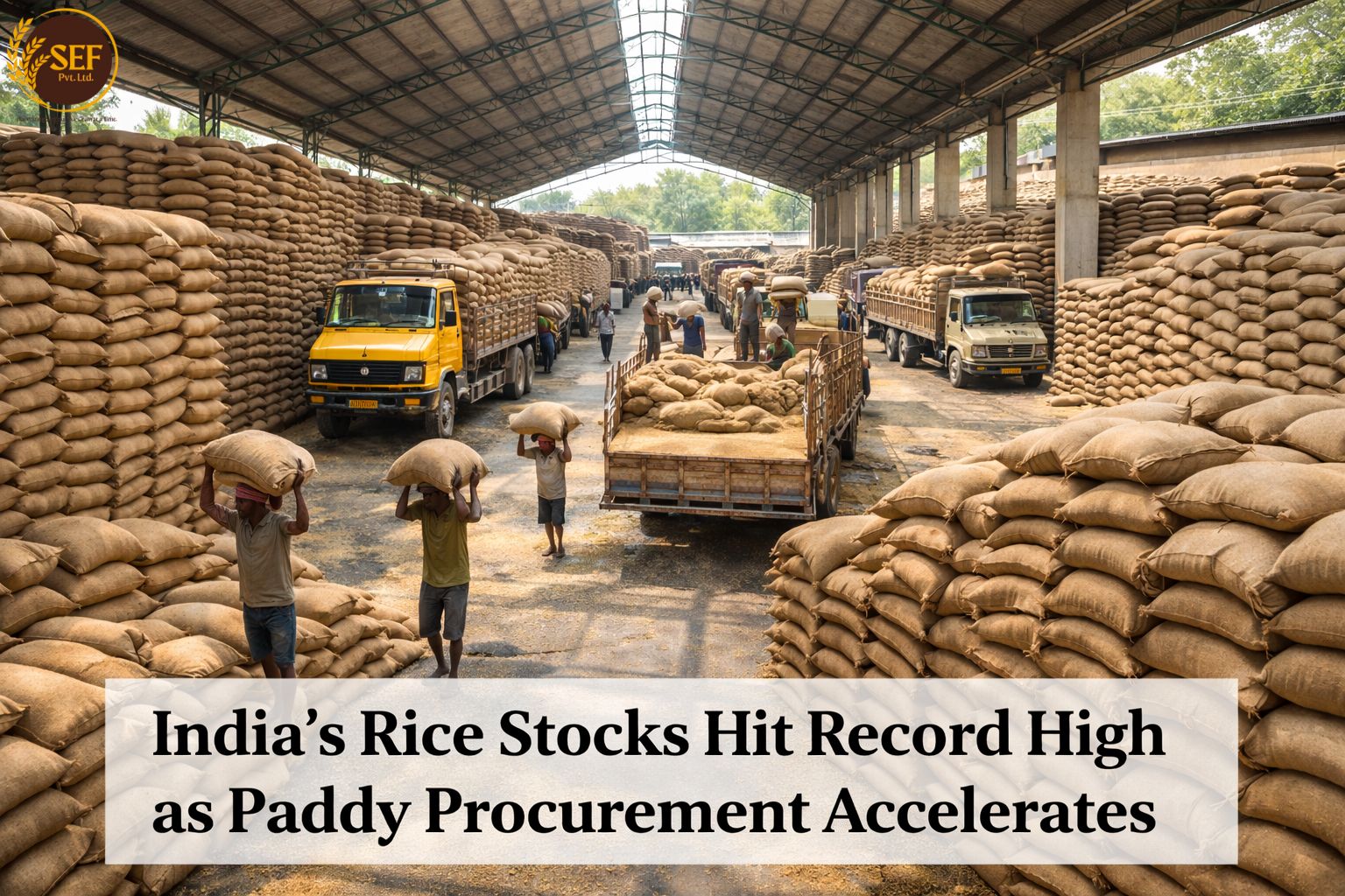 India rice stocks reach record high as paddy procurement increases across government warehouses.