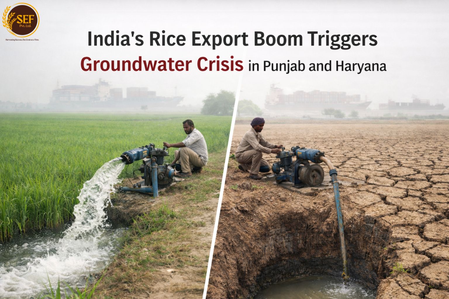 Groundwater depletion in Punjab and Haryana as rice export growth increases irrigation pressure on borewells