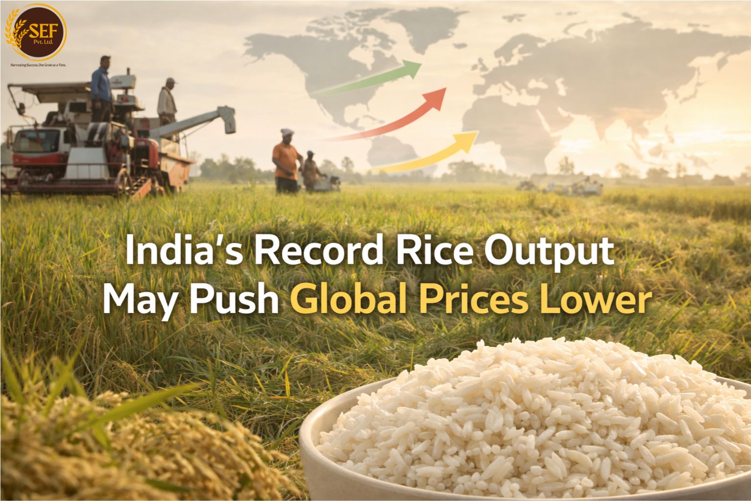 India’s record rice harvest increases supply and pressures global rice prices.
