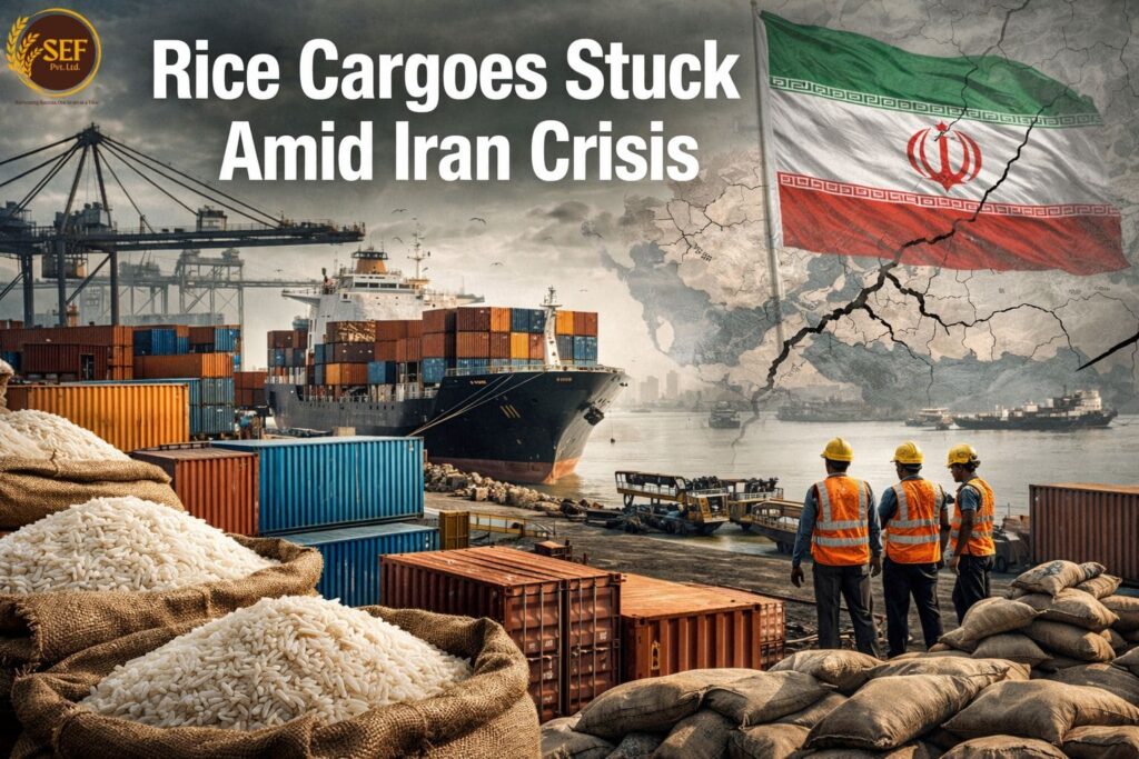Basmati rice cargo containers stranded at Indian port due to Middle East crisis