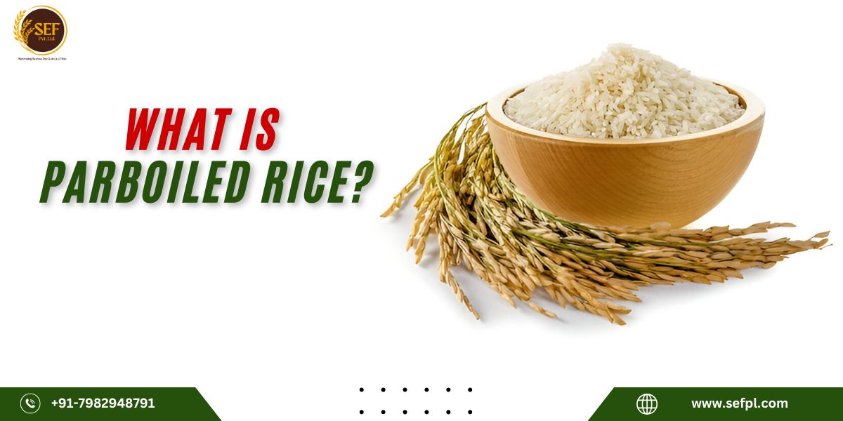 Wooden bowl filled with parboiled rice and rice stalks, highlighting the question what is parboiled rice.