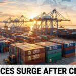 Rice export containers at Indian port after ceasefire boosts demand
